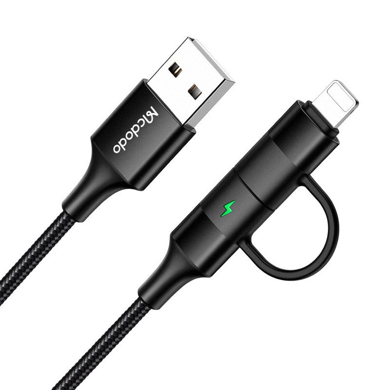 کابل تبدیل USB به لایتنینگ/USB-C مک دودو مدل CA-6800
