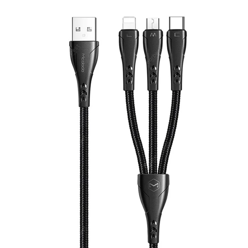 کابل تبدیل USB به میکرو یواس‌بی/تایپ‌سی/لایتنینگ مک دودو مدل CA-6960