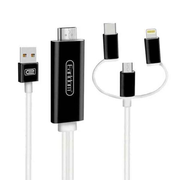 کابل تبدیل ارلدام یو‌اس‌بی/تایپ‌سی/لایتنینگ به HDMI مدل W13